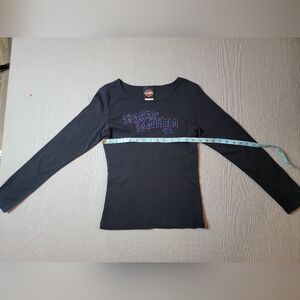 ♡Harley-Davidson Womens Navy Blue Long-Sleeve Logo Tee Size S/M. B-27